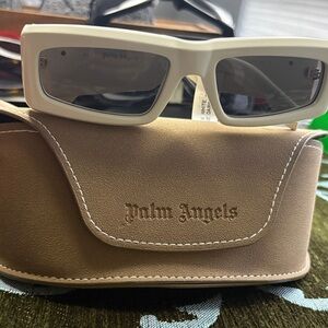 Palm Angels Cream Sunglasses with Tan Case